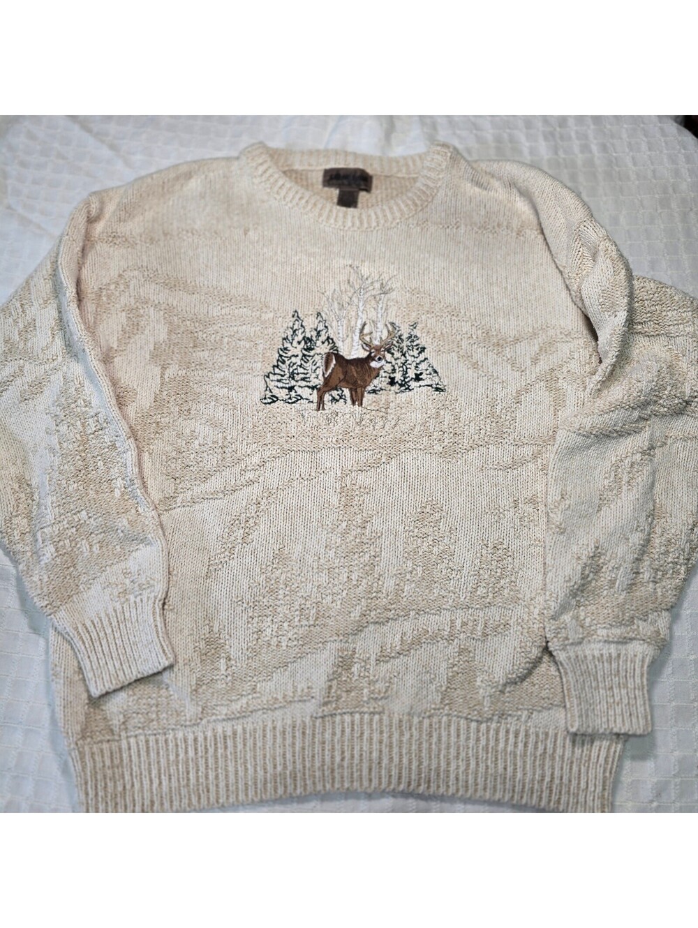 Vintage Cedar Falls Deer Sweater XL Knit Embroidered Cabin Gorpcore 90s USA